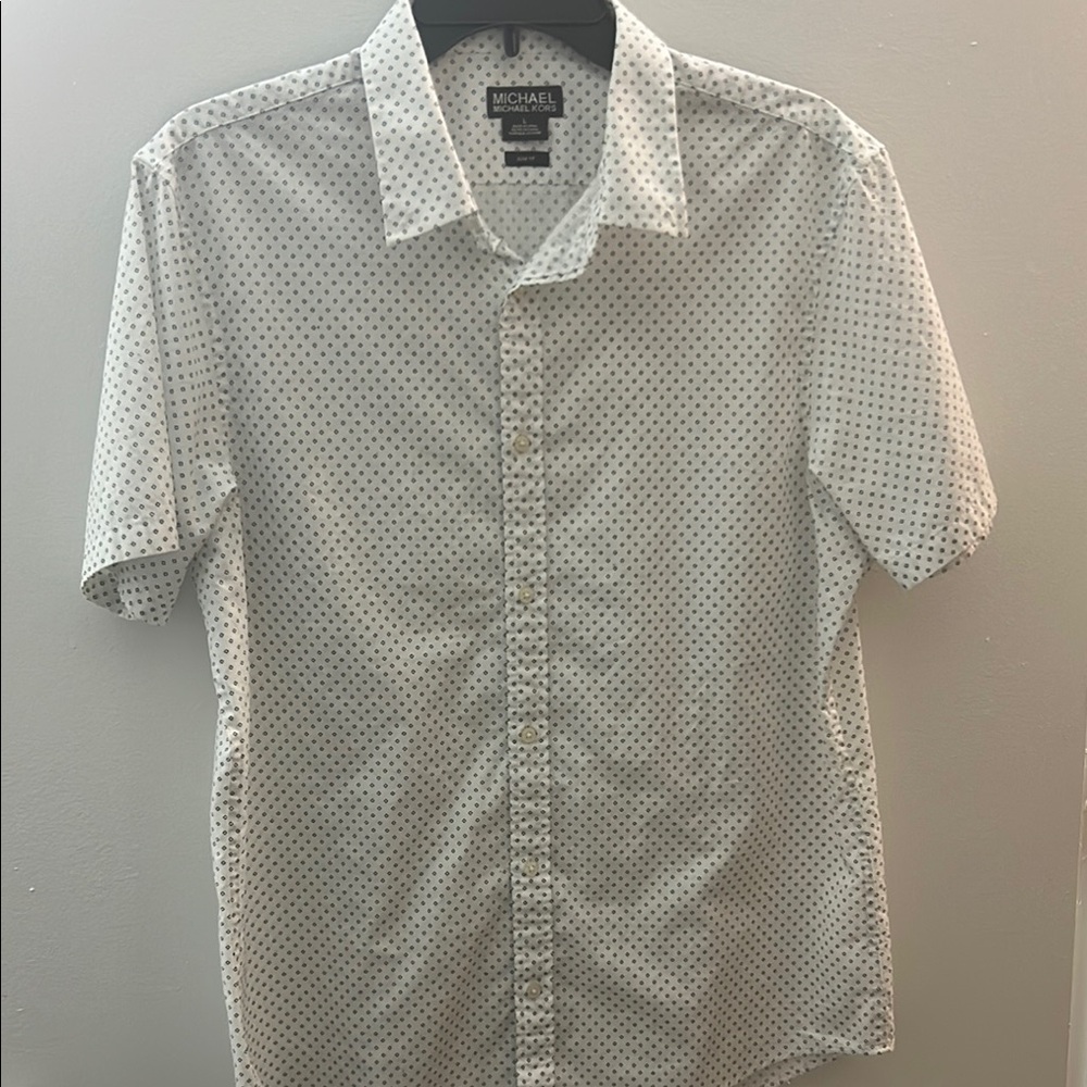 Michael Kors White Polka Dot Men's Shirt